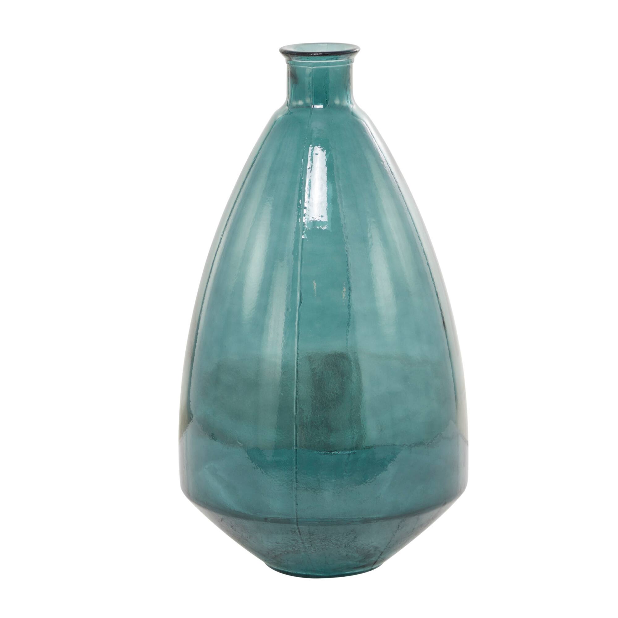 Blue Recycled Glass Handmade Spanish Vase 13" x 13" x 24"